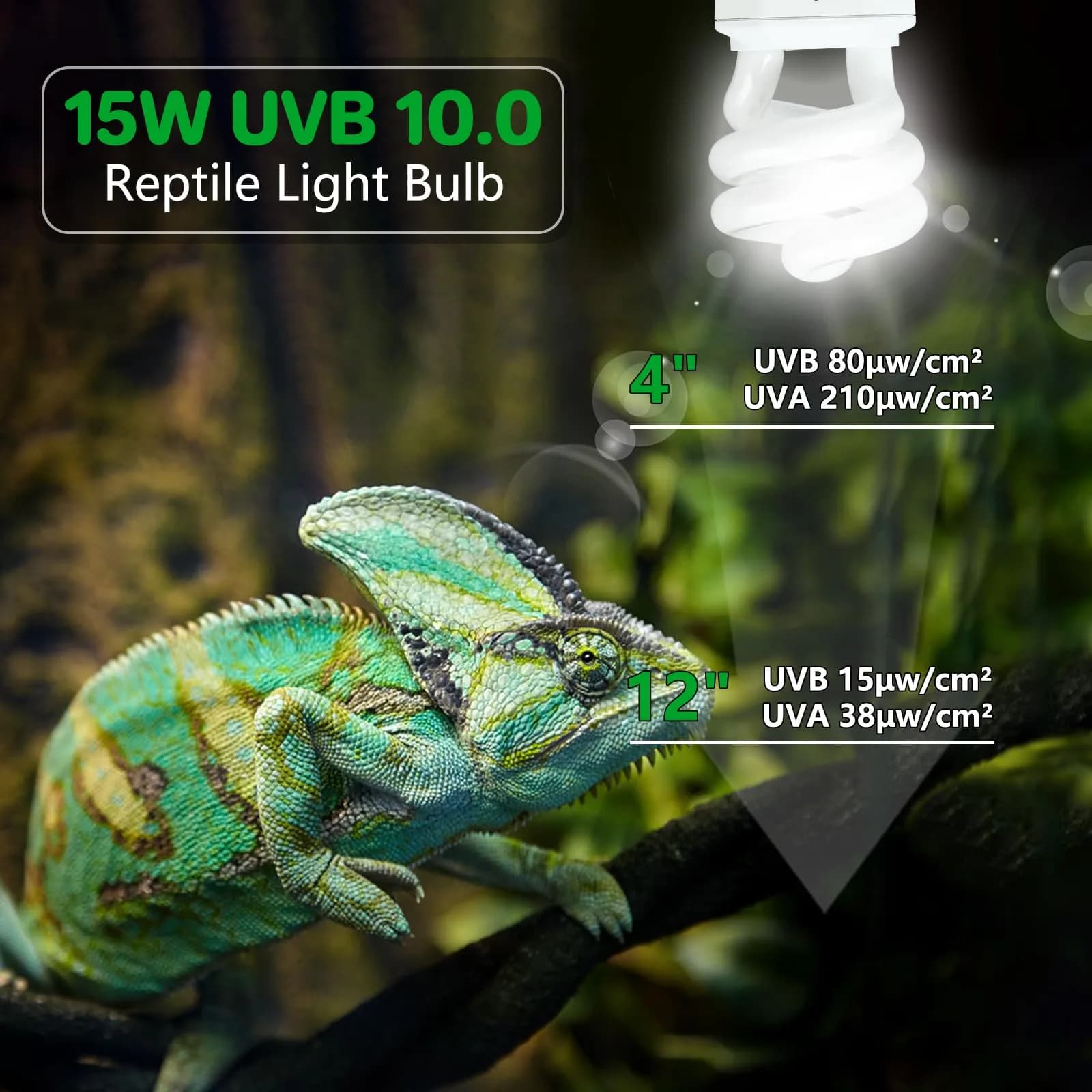 LUCKY HERP UVA UVB Reptile Light 5.0 15W | Tropical UVB 100 Compact Fluorescent Lamp for Lizards, Tortoises, Snakes - view 5