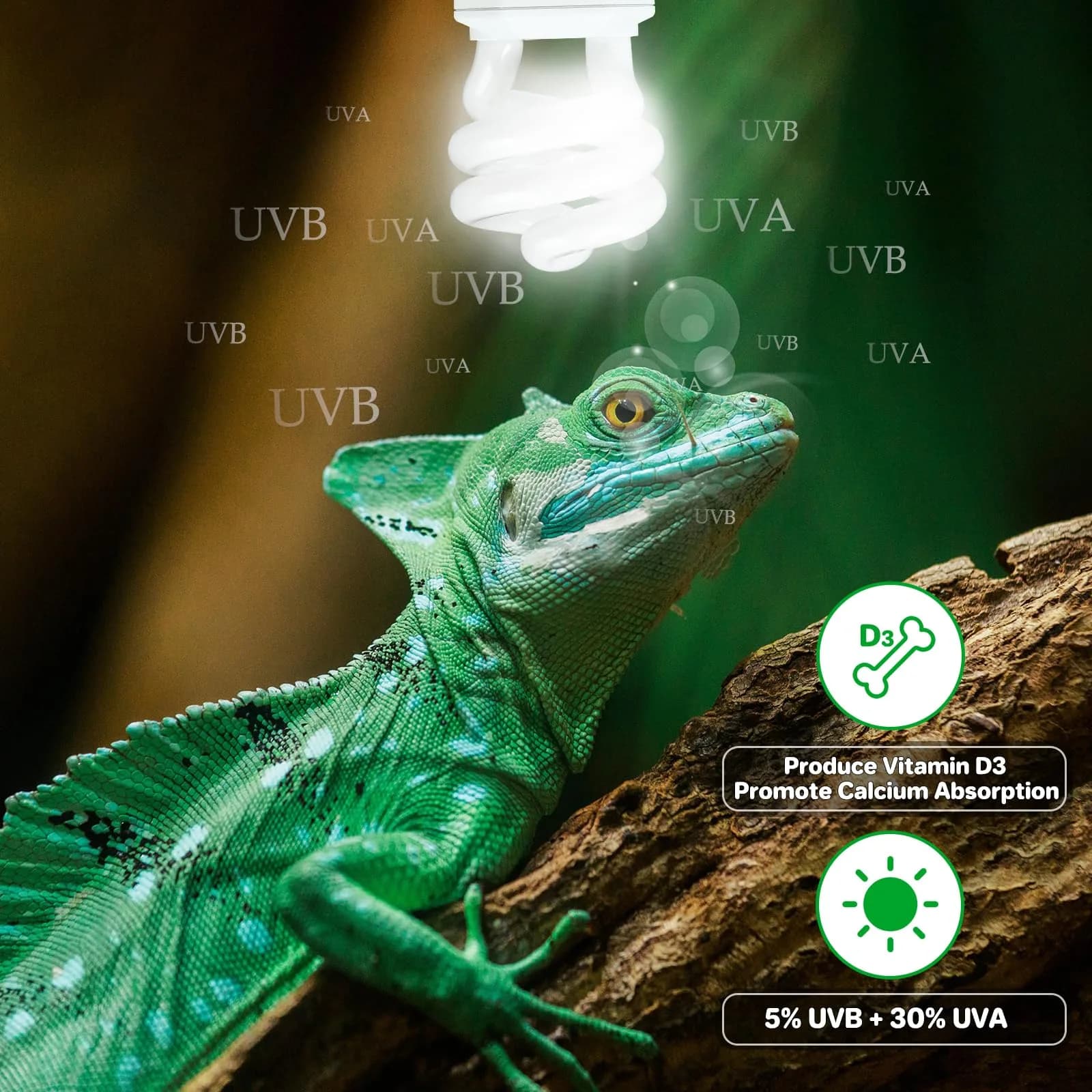LUCKY HERP UVA UVB Reptile Light 5.0 15W | Tropical UVB 100 Compact Fluorescent Lamp for Lizards, Tortoises, Snakes - view 6