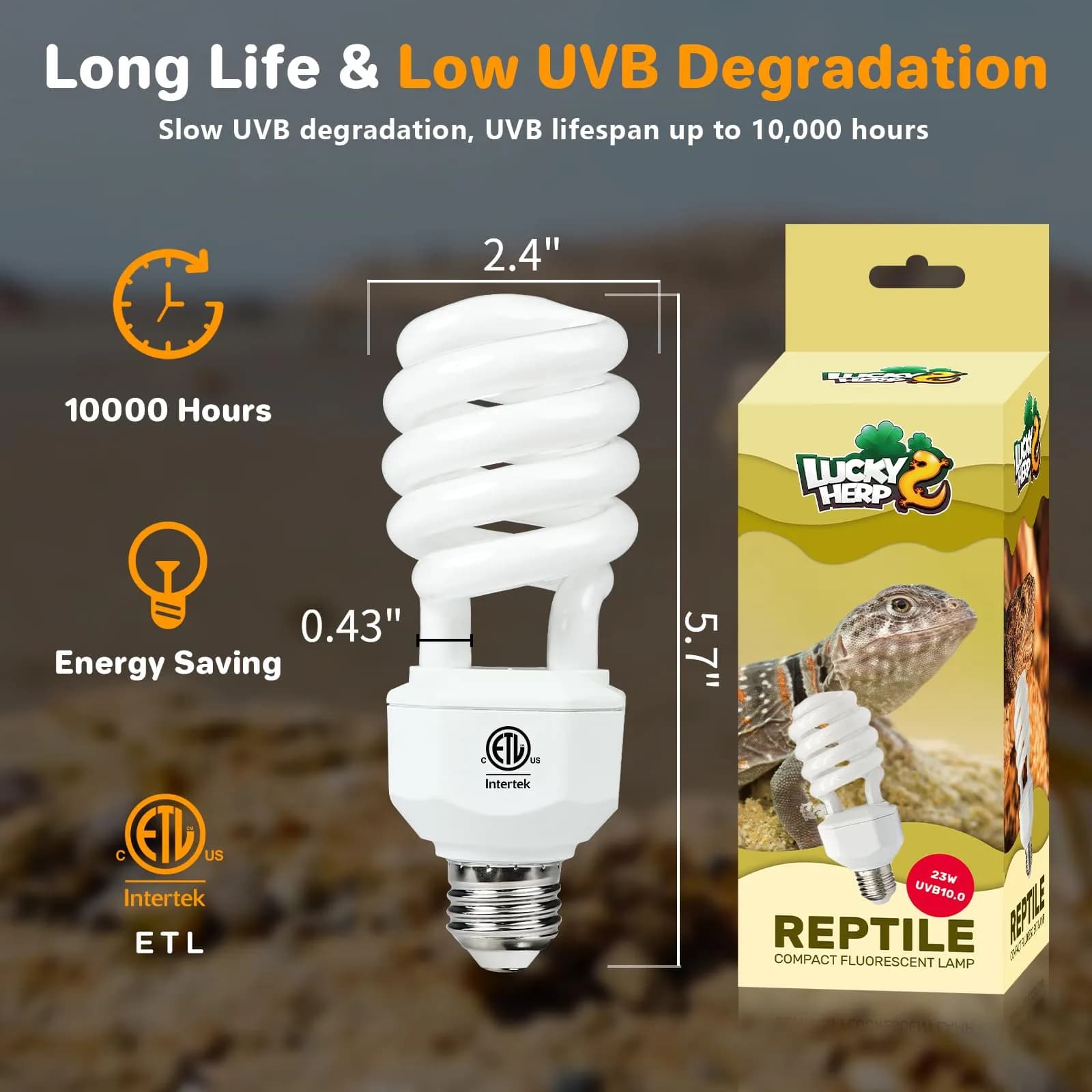 LUCKY HERP UVA UVB Reptile Light 10.0, 23W Compact Fluorescent Lamp | Essential Desert Reptile Lighting - view 4