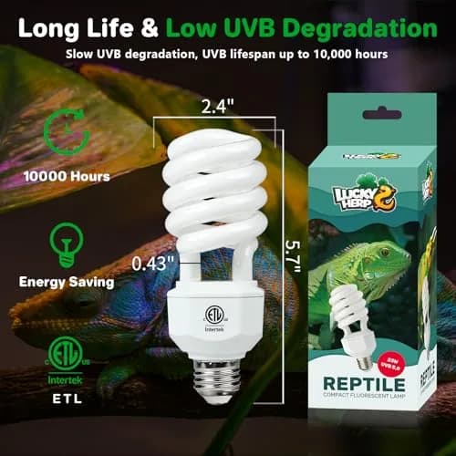 LUCKY HERP UVA UVB Reptile Light 5.0 23W 5% UVB 30% UVA 1265 Lumens | Essential for Reptile Health & Growth thumbnail 4