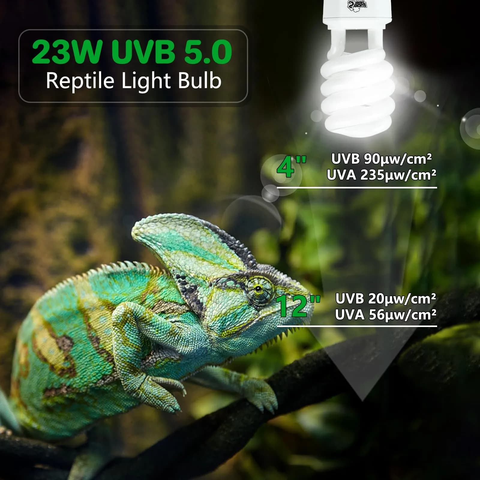 LUCKY HERP UVA UVB Reptile Light 5.0 23W 5% UVB 30% UVA 1265 Lumens | Essential for Reptile Health & Growth - view 5