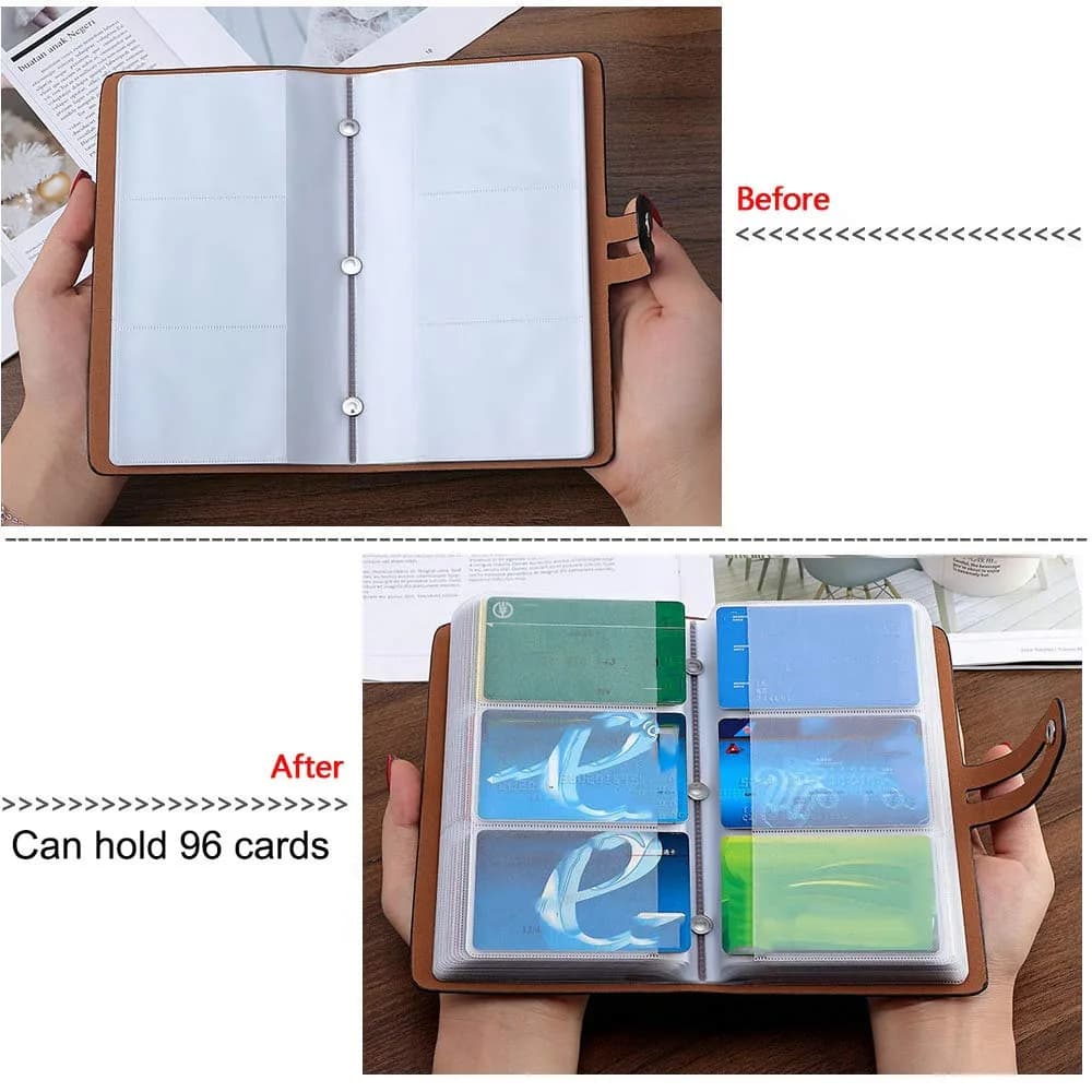 JERLA RFID Credit Card Holder Book 96 Card Slots (18.54cm x 10.92cm x 2.49cm) | Genuine PU Leather Organizer - view 7