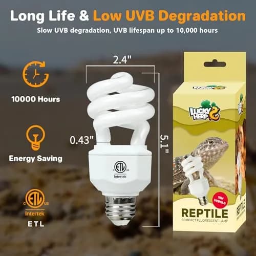 LUCKY HERP UVA UVB Reptile Light 10.0 15W Compact Fluorescent Lamp | Simulates Desert Sunlight for Bearded Dragons, Lizards, Tortoises thumbnail 4