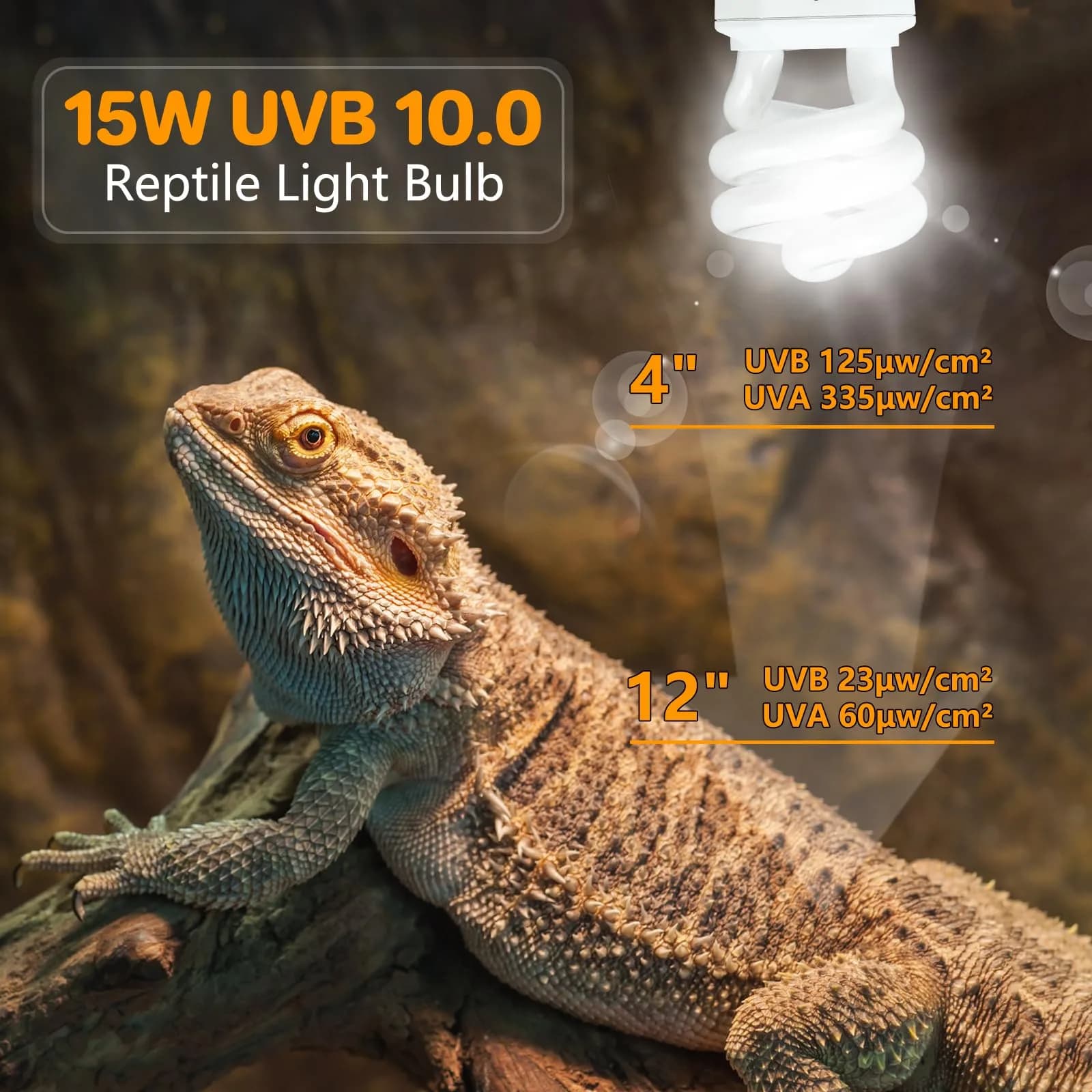 LUCKY HERP UVA UVB Reptile Light 10.0 15W Compact Fluorescent Lamp | Simulates Desert Sunlight for Bearded Dragons, Lizards, Tortoises - view 5