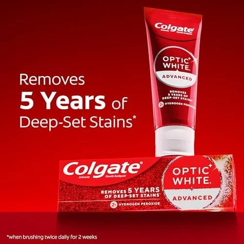 Colgate Optic White Advanced Hydrogen Peroxide Toothpaste 3.2 oz (95ml) 3-Pack | Clinically Proven Whitening thumbnail 3