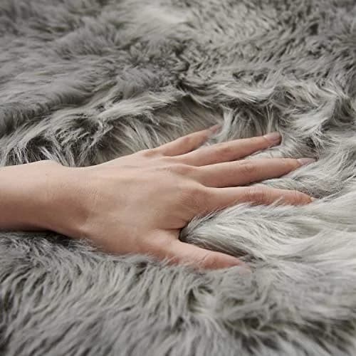 SERISSA Fluffy Faux Sheepskin Fur Area Rug 2ft x 4ft | Soft, Hypoallergenic, Modern Decor thumbnail 4