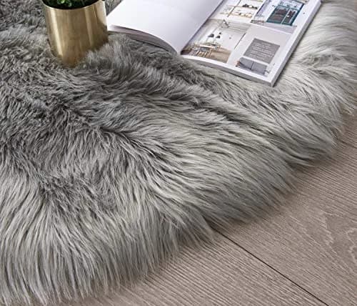 SERISSA Fluffy Faux Sheepskin Fur Area Rug 2ft x 4ft | Soft, Hypoallergenic, Modern Decor thumbnail 7