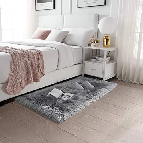 SERISSA Fluffy Faux Sheepskin Fur Area Rug 2ft x 4ft | Soft, Hypoallergenic, Modern Decor thumbnail 2