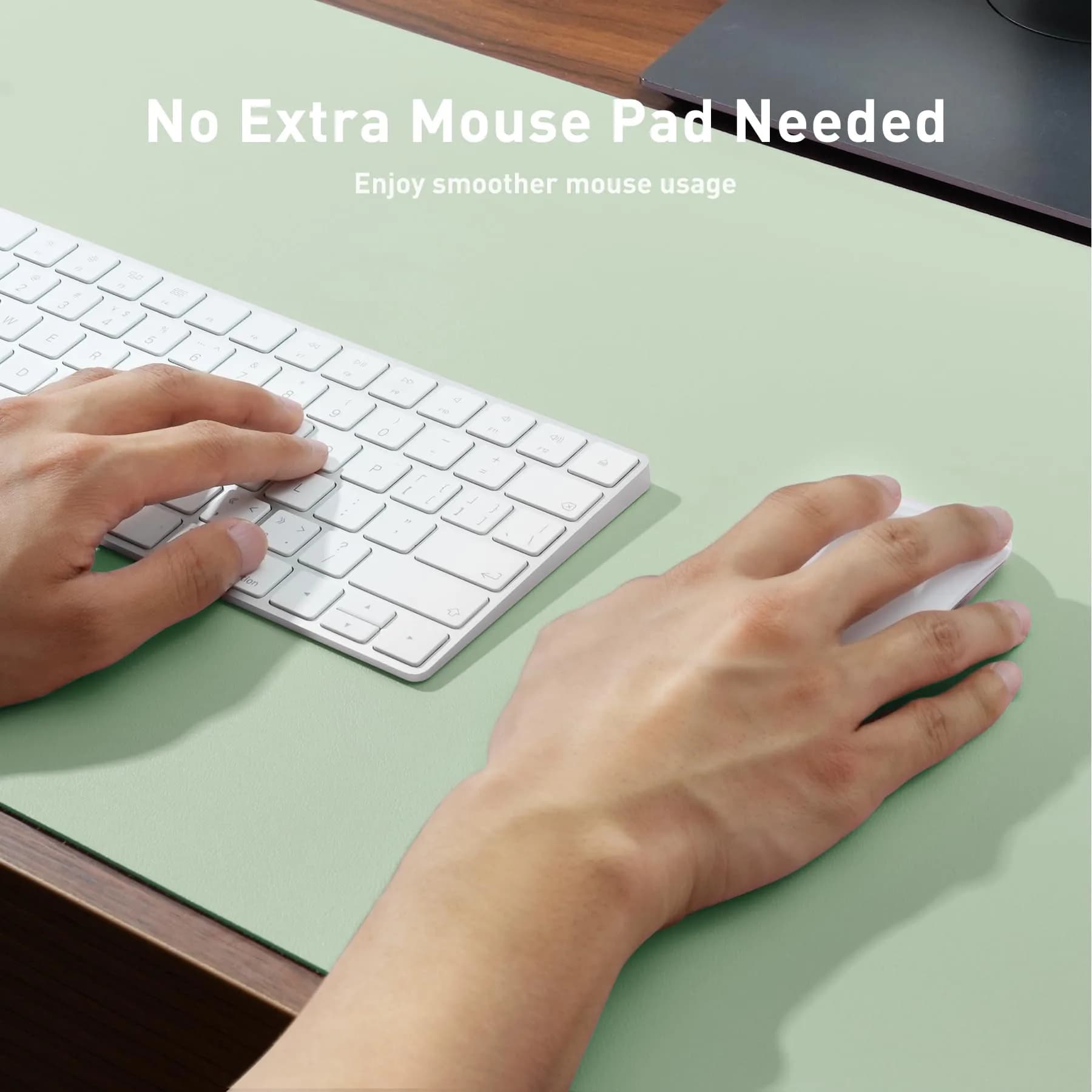 Aothia PU Leather Desk Pad Protector with Suede Base, 35 x 17 Inches, Brown | Protects Your Desk Surface - view 3