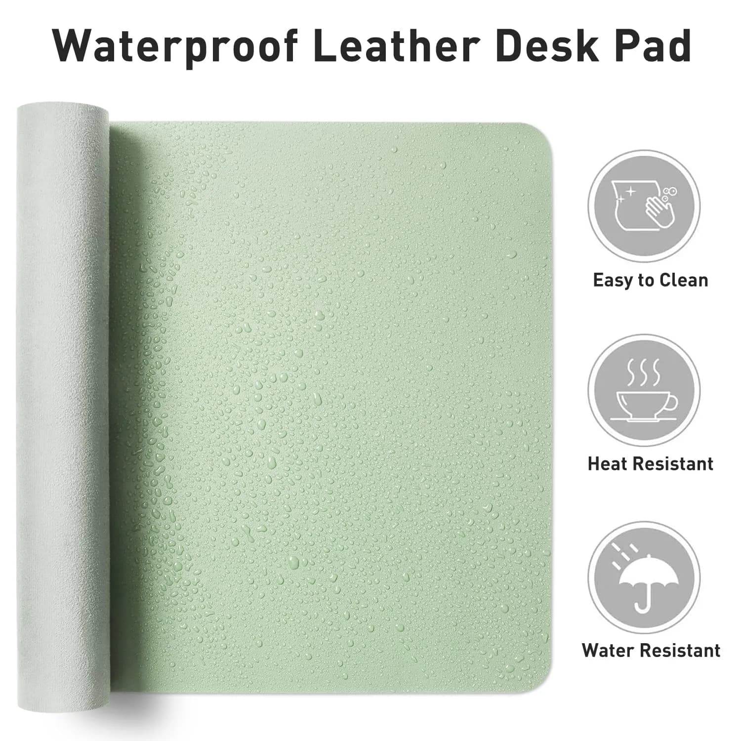 Aothia PU Leather Desk Pad Protector with Suede Base, 35 x 17 Inches, Brown | Protects Your Desk Surface - view 7