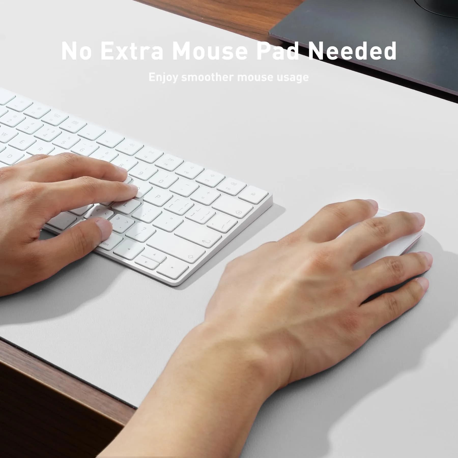 Aothia Off-White PU Leather Desk Pad Protector, Mouse Pad, Office Desk Mat, 31.5" x 15.7" | Protects Desk from Scratches, Stains, Spills - view 4
