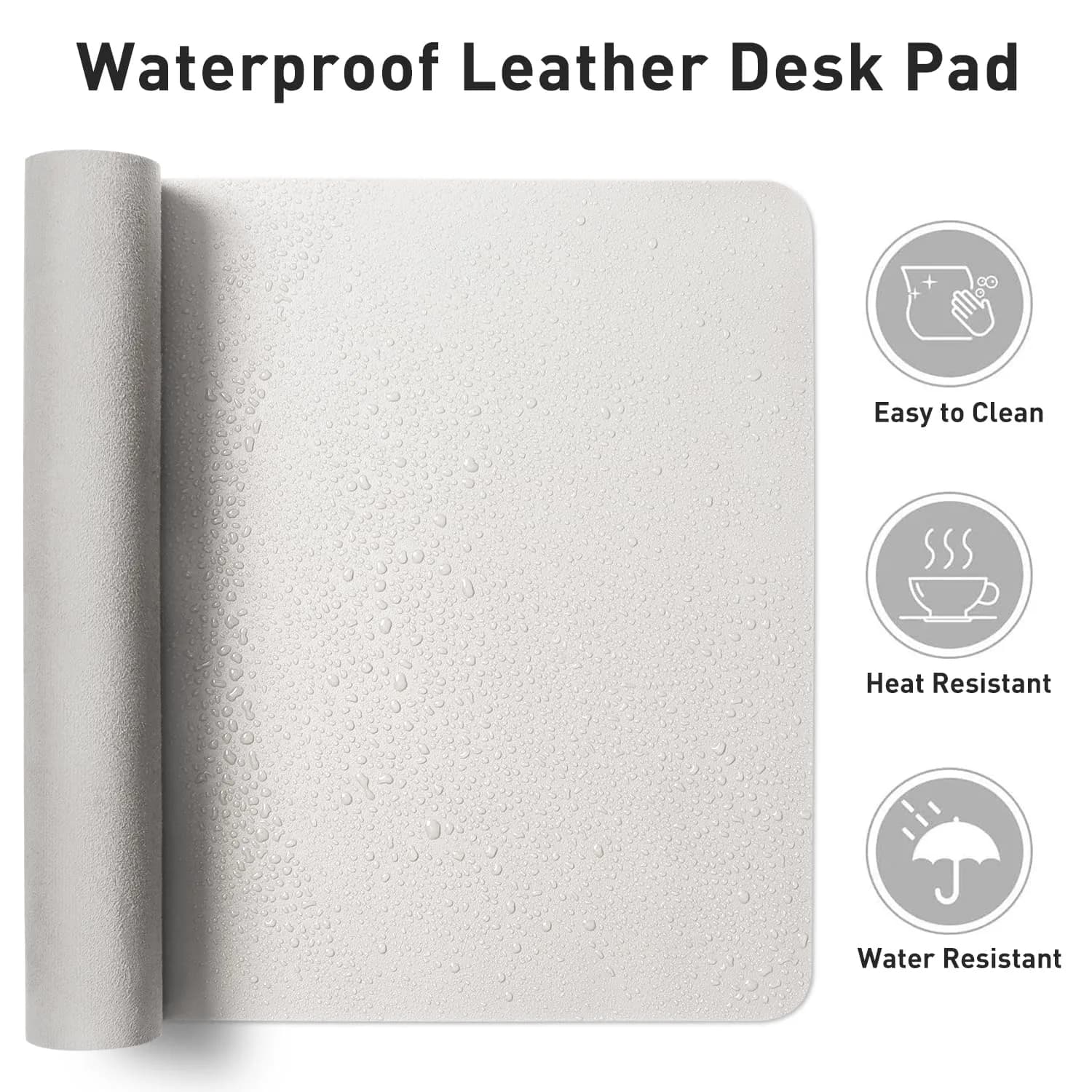 Aothia Off-White PU Leather Desk Pad Protector, Mouse Pad, Office Desk Mat, 31.5" x 15.7" | Protects Desk from Scratches, Stains, Spills - view 6