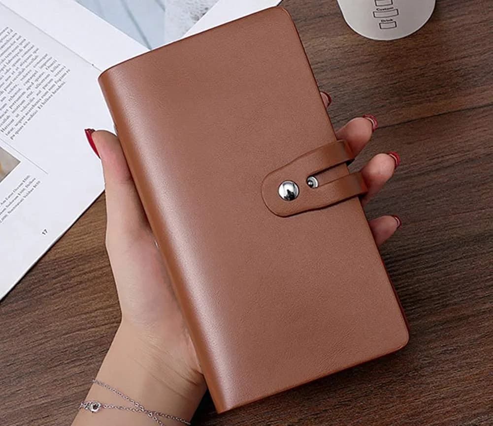 JERLA RFID Credit Card Holder Book with 96 Slots - Rich Brown Genuine PU Leather Organizer - view 2