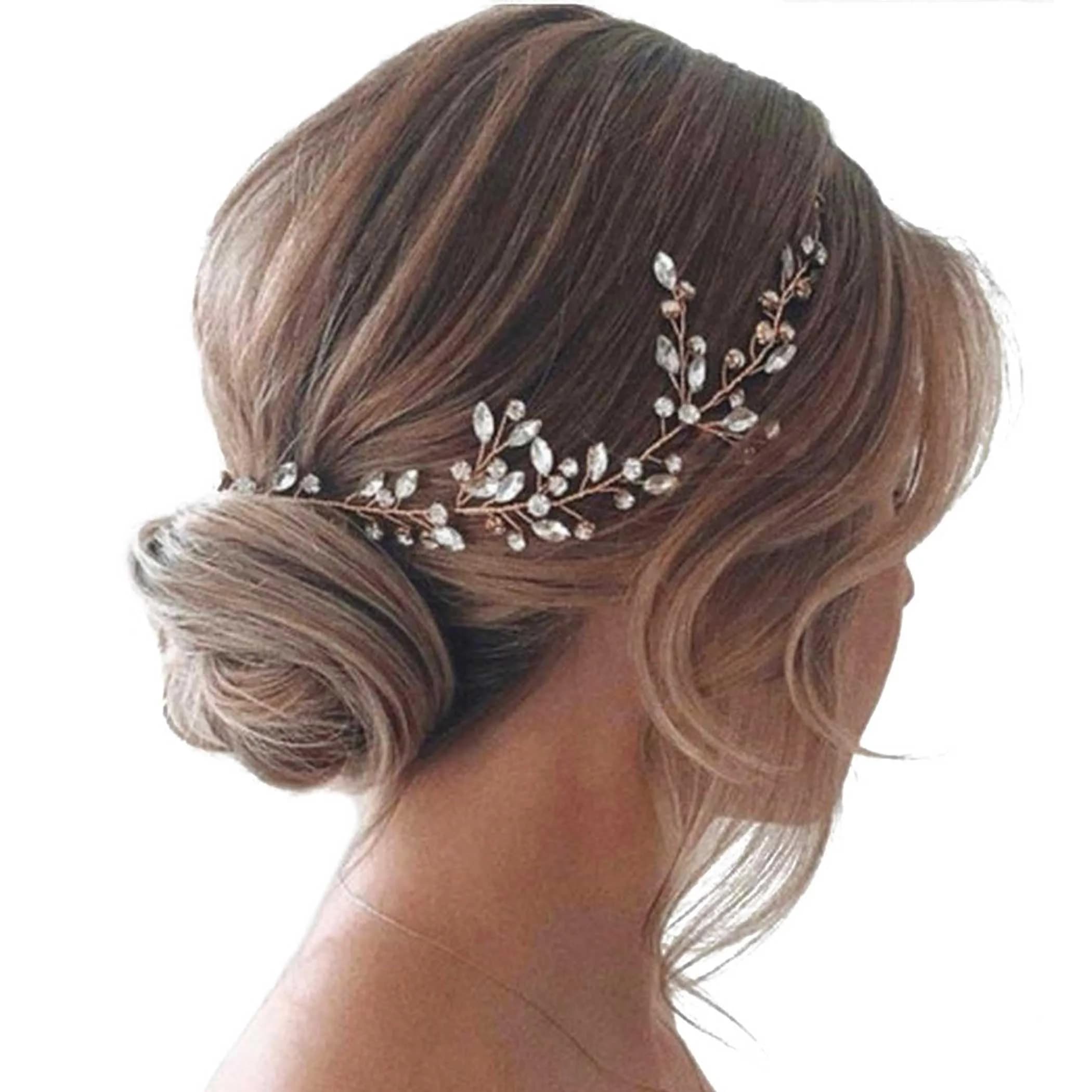 JAKAWIN Rhinestone Wedding Hair Piece Bridal Hair Accessories for Women thumbnail 1