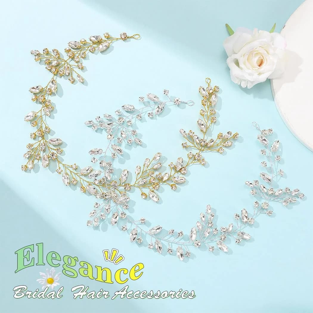 JAKAWIN Rhinestone Wedding Hair Piece Bridal Hair Accessories for Women thumbnail 2
