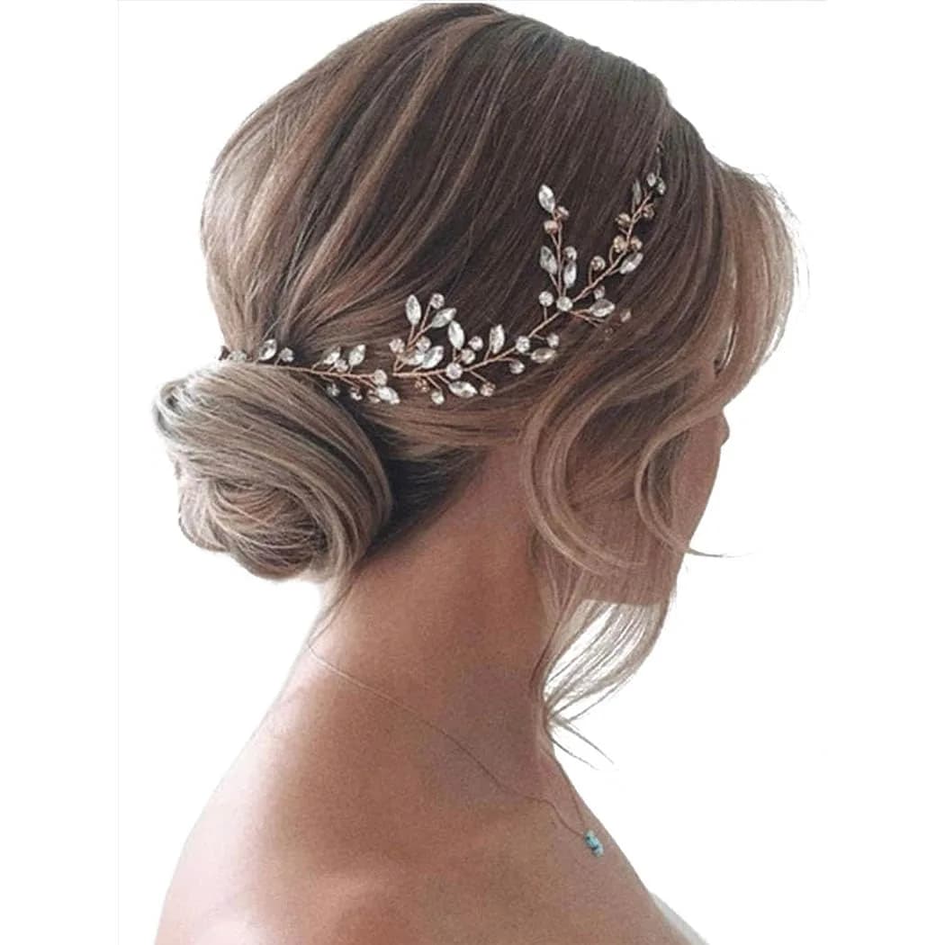 JAKAWIN Rhinestone Wedding Hair Piece Bridal Hair Accessories for Women 45 cm (17.7 in) | Elegant Crystal Hair Vine — 1 Silver