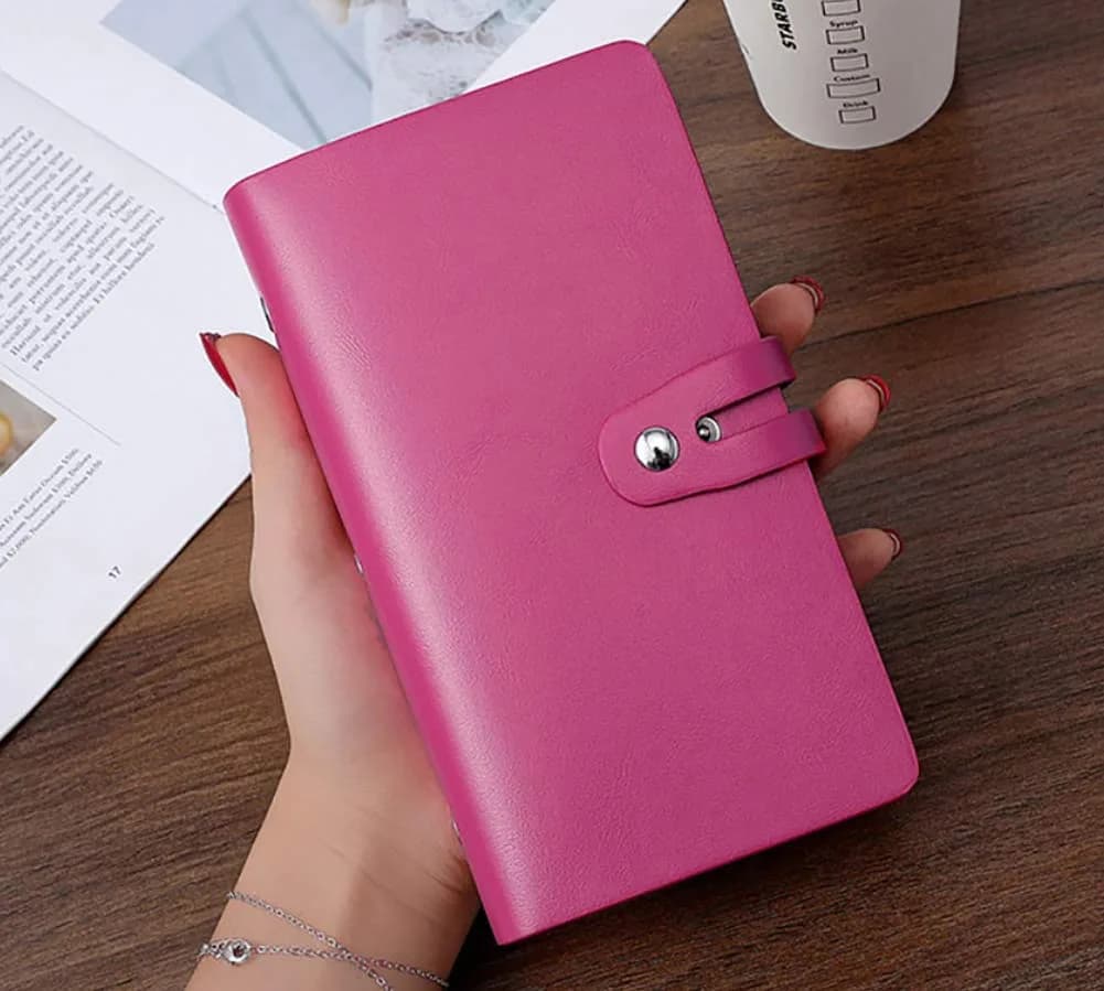JERLA RFID Credit Card Holder Book - Rose Pink, 96 Card Slots | Genuine PU Leather Organizer - view 2