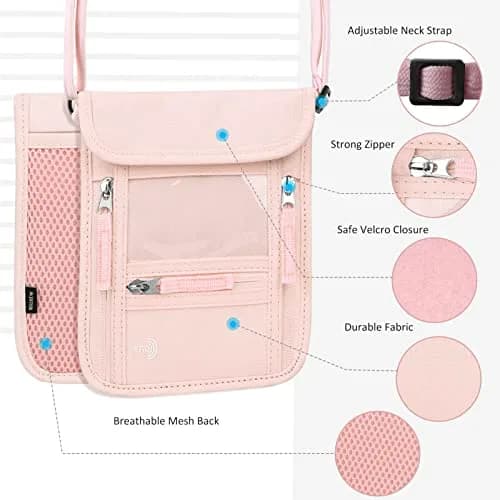 WALNEW RFID Blocking Passport Holder Neck Pouch 19cm (7.5in) | Secure Travel Wallet for Men & Women thumbnail 4