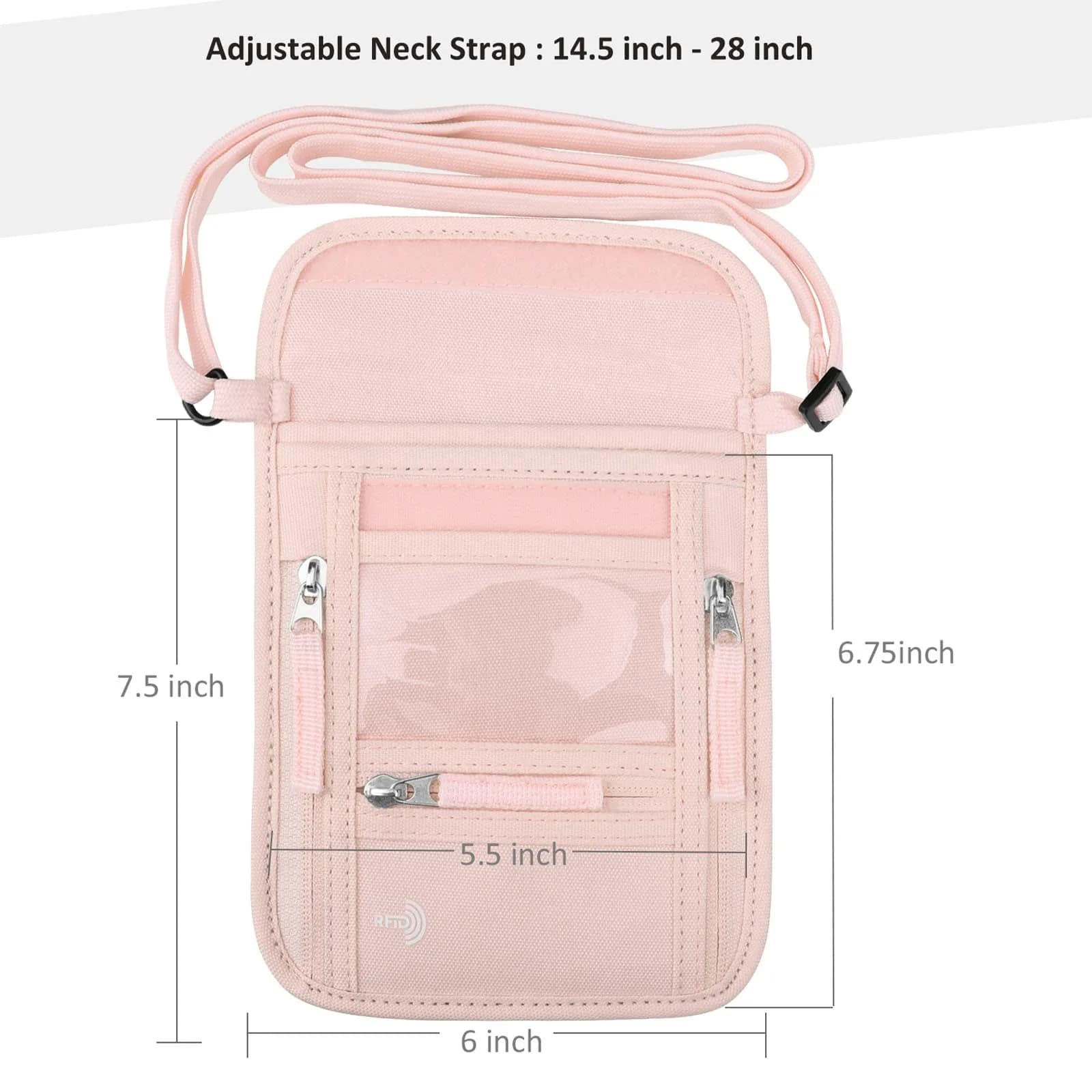 WALNEW RFID Blocking Passport Holder Neck Pouch 19cm (7.5in) | Secure Travel Wallet for Men & Women - view 2