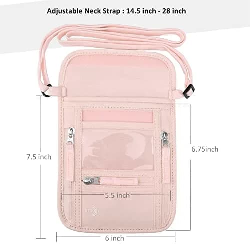 WALNEW RFID Blocking Passport Holder Neck Pouch 19cm (7.5in) | Secure Travel Wallet for Men & Women thumbnail 2