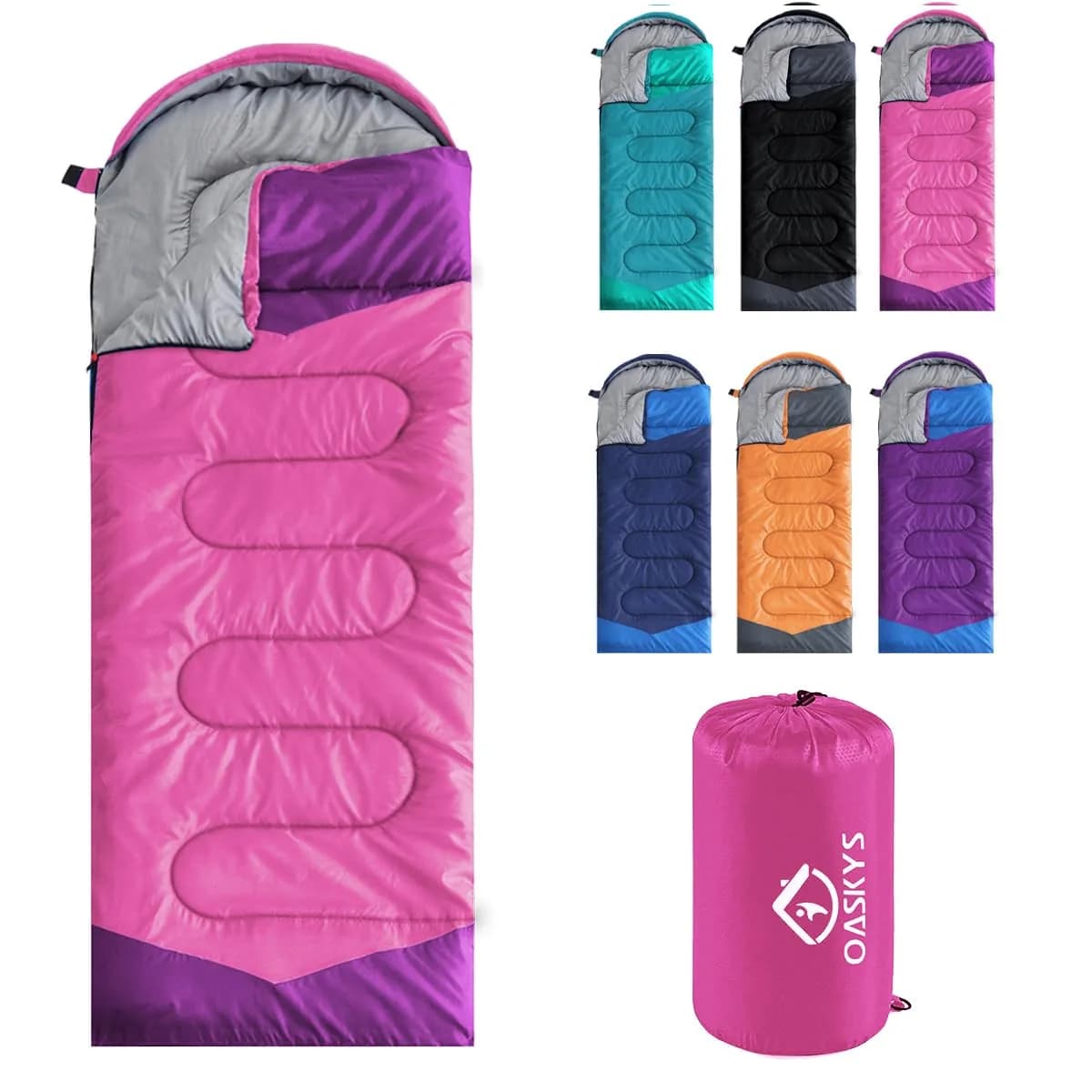 oaskys Camping Sleeping Bag - 3 Season Warm & Cool Weather | Waterproof & Lightweight for Adults & Kids