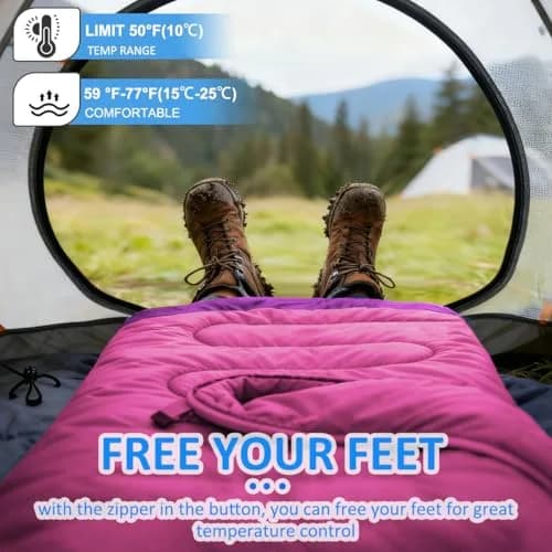 oaskys Camping Sleeping Bag - 3 Season Warm & Cool Weather | Waterproof & Lightweight for Adults & Kids thumbnail 7