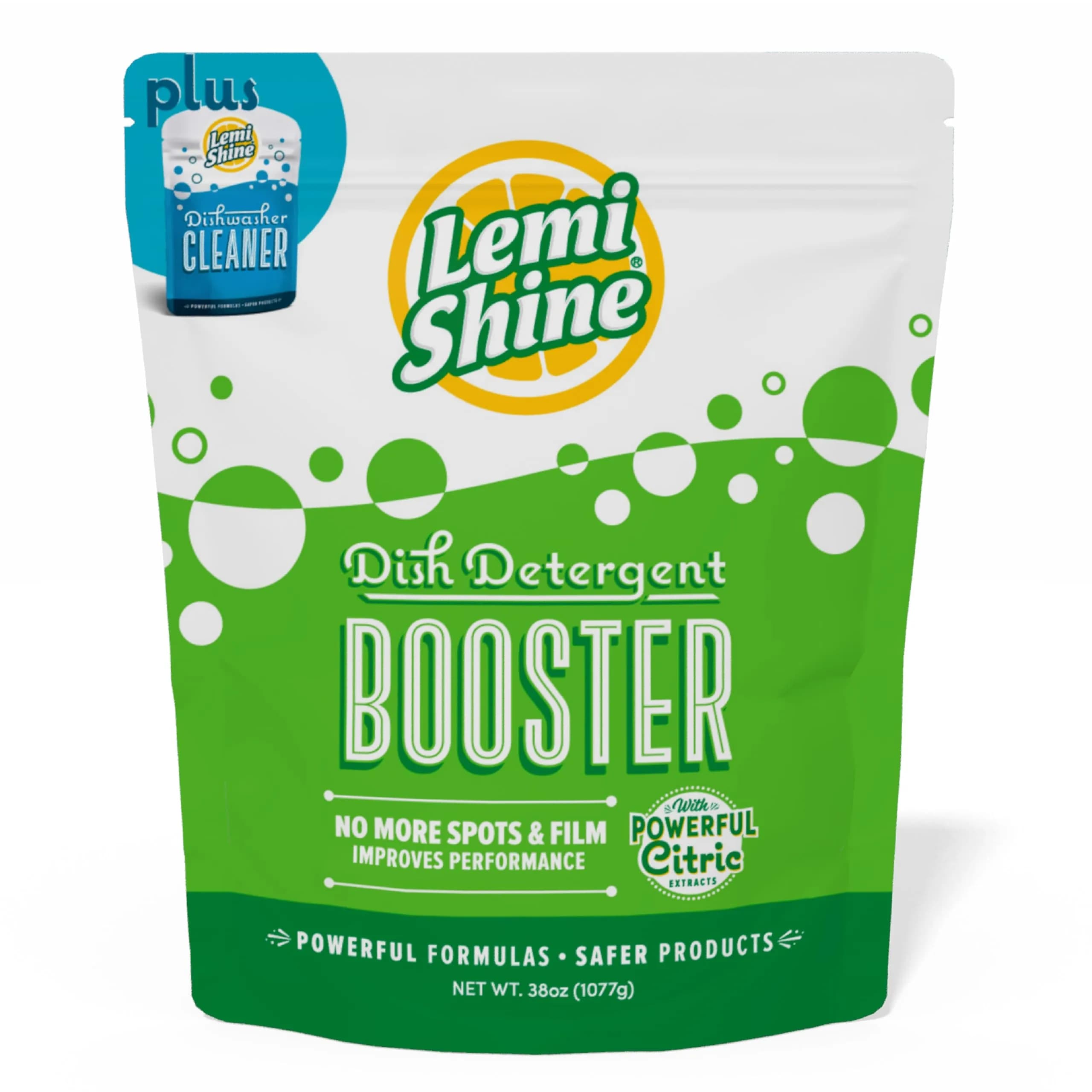 Lemi Shine Natural Dish Detergent Booster - Removes Hard Water Stains 38 oz | Powerful Hard Water Spot Remover — 38 Ounce