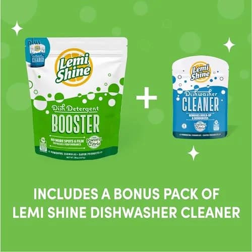 Lemi Shine Natural Dish Detergent Booster - Removes Hard Water Stains 38 oz | Powerful Hard Water Spot Remover thumbnail 2