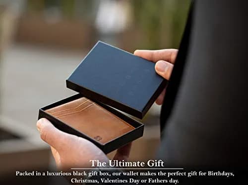 SERMAN BRANDS Money Clip Wallet - Slim RFID Blocking Card Holder, Full Grain Leather, 4.3x3.1 inches | Minimalist Front Pocket thumbnail 6