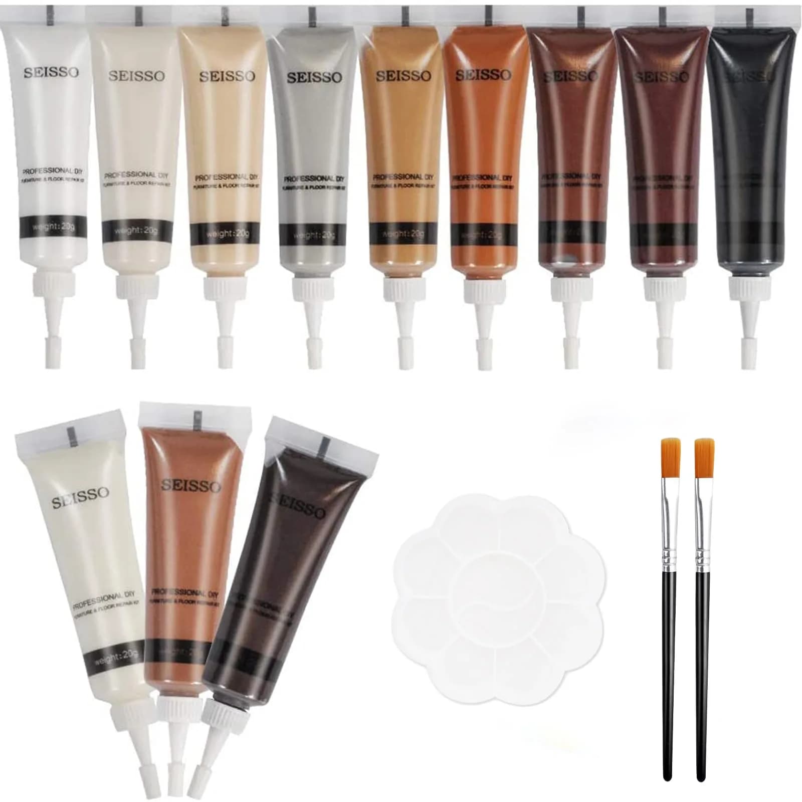 SEISSO Furniture Repair Kit - 12 Colors Wood Filler Paste 28.35 ml (0.96 fl oz) | Fix Scratches, Cracks, Stains on Wood - main product image