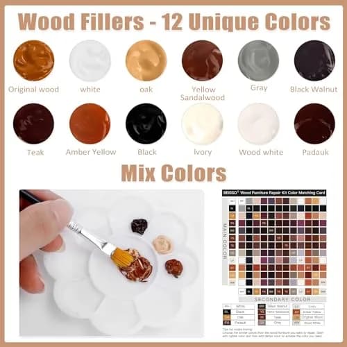 SEISSO Furniture Repair Kit - 12 Colors Wood Filler Paste 28.35 ml (0.96 fl oz) | Fix Scratches, Cracks, Stains on Wood thumbnail 3