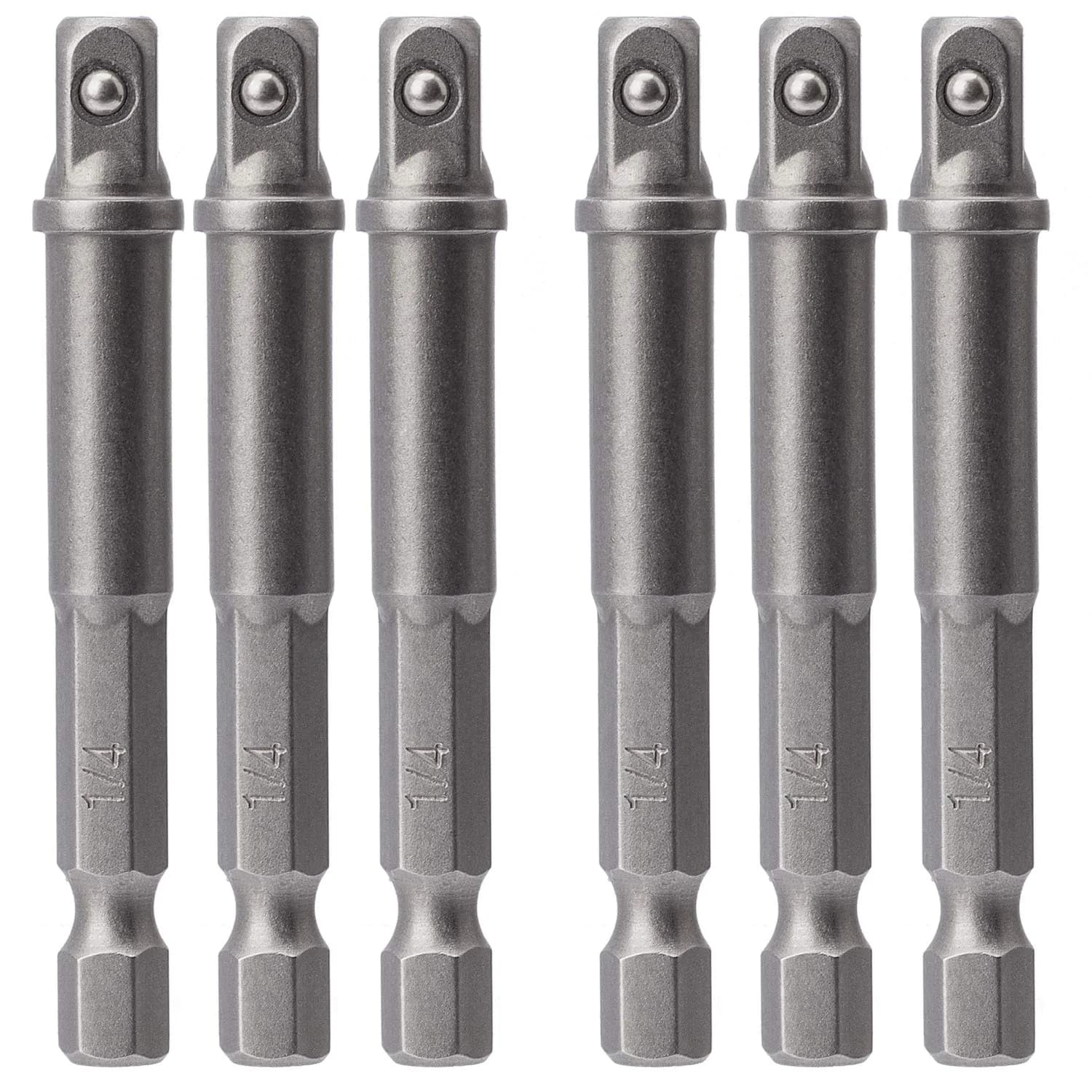 OIIKI 6 Pack 1/4 inch Square Socket Adapter Bit Set | Hardened HSS Impact Driver Bits for Automotive & DIY Use — 6PCS 1/4 inch