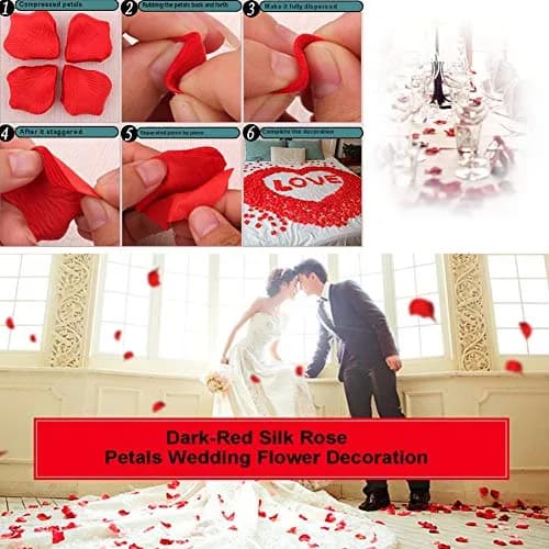 LZXD Artificial Silk Rose Petals 1000 Pieces | Romantic Wedding & Party Decor thumbnail 4