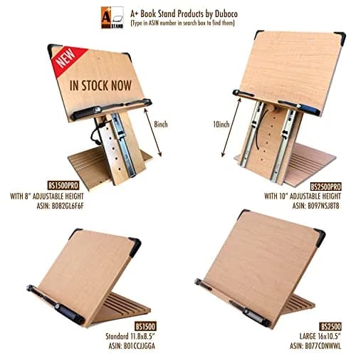 A+ BOOK STAND BS1500PRO Large Portable Height Adjustable Foldable Eye-Level Ergonomic Bookstand Holder with Page Holders | 30 cm (11.81 in) Length thumbnail 5