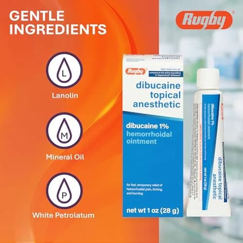 RUGBY LABORATORIES Dibucaine 1% Hemorrhoid Ointment 1 Oz | Fast Relief for Hemorrhoids & Soreness thumbnail 5