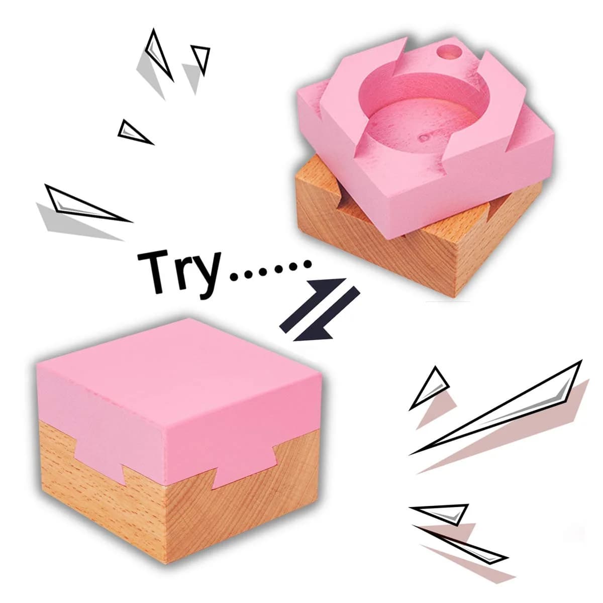 DC-BEAUTIFUL Wooden Magic Box Brain Teaser Box, Pink 7.4 cm (2.9 in) | Challenging Puzzle for Adults & Teens - view 2