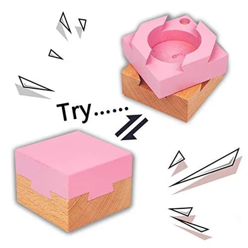 DC-BEAUTIFUL Wooden Magic Box Brain Teaser Box, Pink 7.4 cm (2.9 in) | Challenging Puzzle for Adults & Teens thumbnail 2