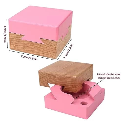 DC-BEAUTIFUL Wooden Magic Box Brain Teaser Box, Pink 7.4 cm (2.9 in) | Challenging Puzzle for Adults & Teens thumbnail 3