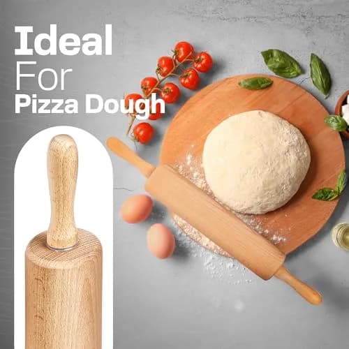 HELFERX Beech Wood Rolling Pin 44.7 cm (17.6 Inches) | Smooth Rolling for All Doughs thumbnail 6