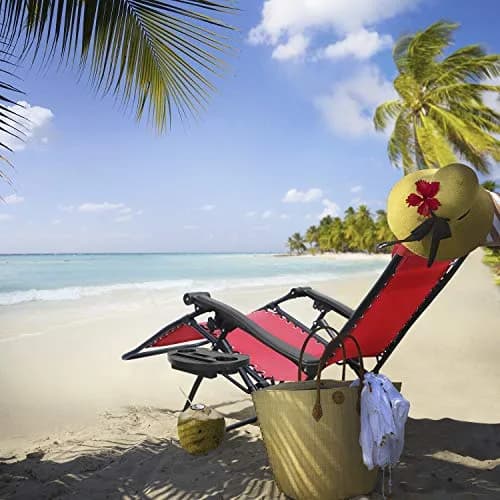 Flamaker Patio Zero Gravity Chair Outdoor Folding Lounge Chair Adjustable Lawn Lounge Chair with Pillow for Poolside Yard Camping (Red) thumbnail 5