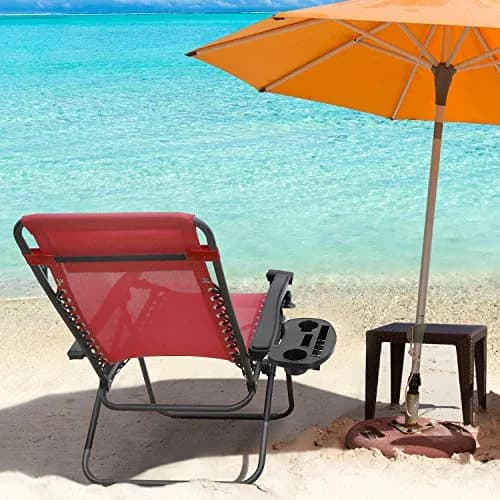 Flamaker Patio Zero Gravity Chair Outdoor Folding Lounge Chair Adjustable Lawn Lounge Chair with Pillow for Poolside Yard Camping (Red) thumbnail 6