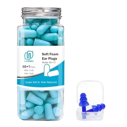 LYSIAN Soft Foam Ear Plugs for Sleeping, 60 Pairs, 38dB SNR, Lake Blue | Ultra Soft, Comfortable Fit for Sleep & Noise Reduction thumbnail 1