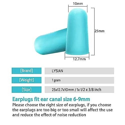 LYSIAN Soft Foam Ear Plugs for Sleeping, 60 Pairs, 38dB SNR, Lake Blue | Ultra Soft, Comfortable Fit for Sleep & Noise Reduction thumbnail 6