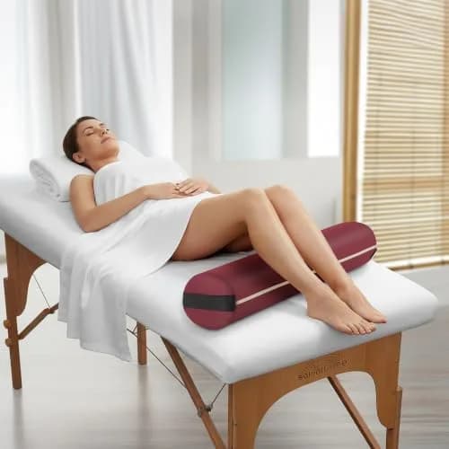 Saloniture Full Round Massage Table Bolster Pillow Pad - 26 x 6 Inch - Burgundy thumbnail 5