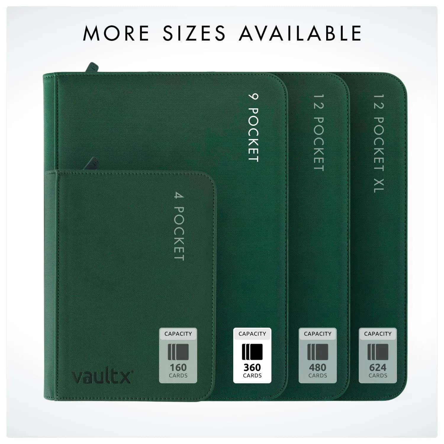 Vault X 9 Pocket Zip Binder with Exo-Tec Cover, 360 Cards, 20 Side-Loading Pages (Green) - view 8