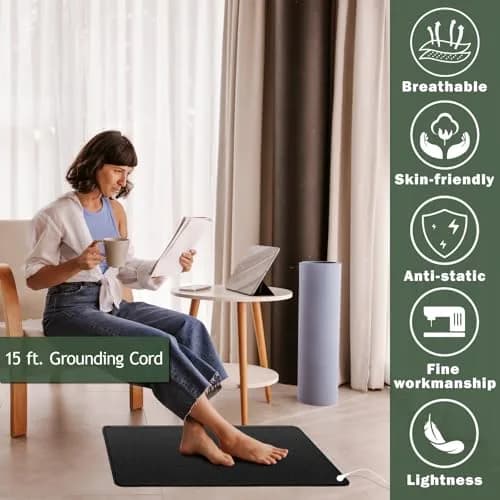 NIULAFR Grounding Mat 60x90 cm (23.6x35.4 Inch) | EMF Recovery with Carbon Fiber Foot Therapy thumbnail 6