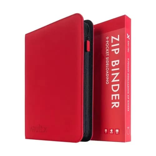 Vault X Pink 9 Pocket Zip Binder with 360 Card Capacity, Exo-Tec Material | Premium TCG Card Album — Red