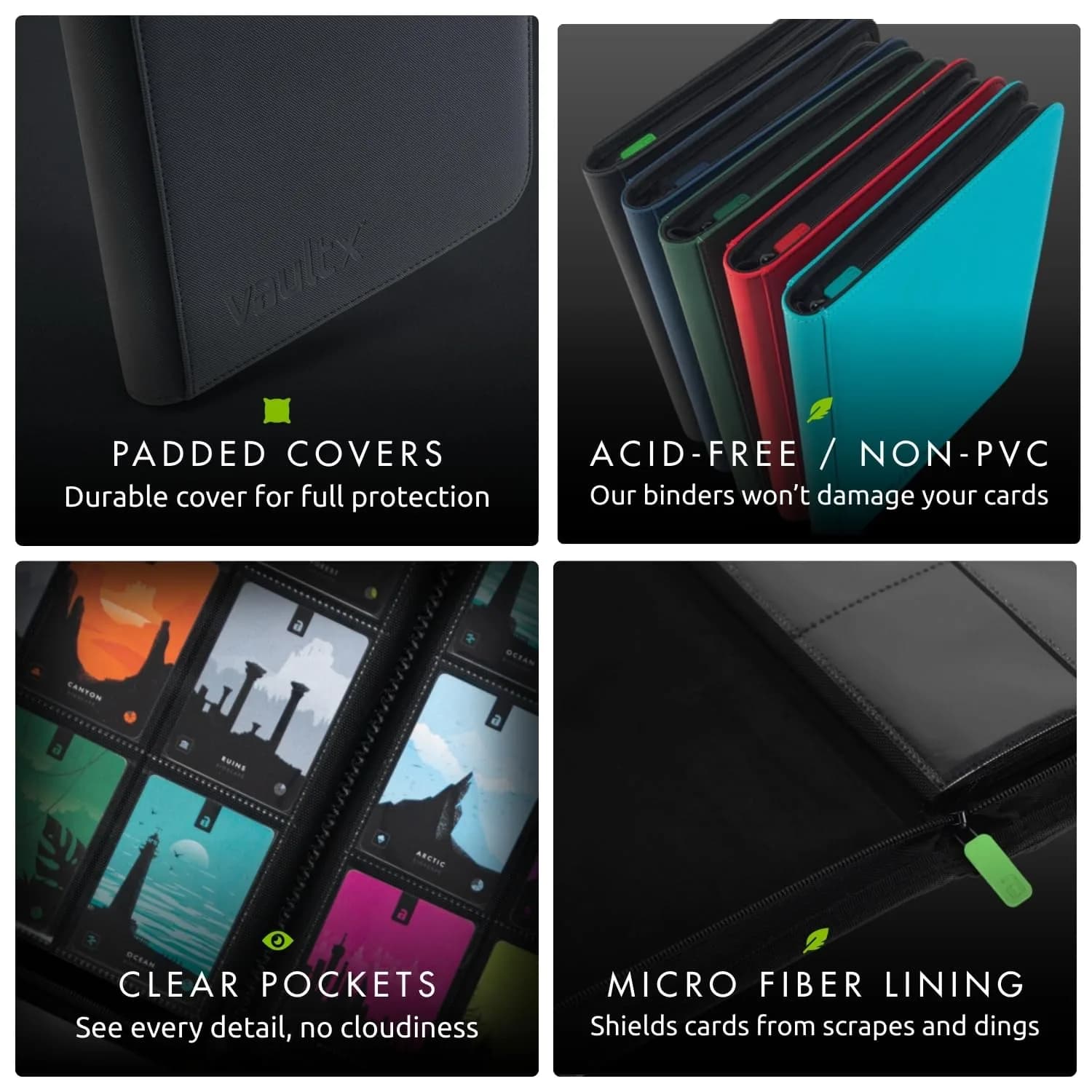 Vault X 9 Pocket Zip Trading Card Binder 360 Cards Exo-Tec (Red) | Durable, Water-Resistant, Archival-Safe - view 7