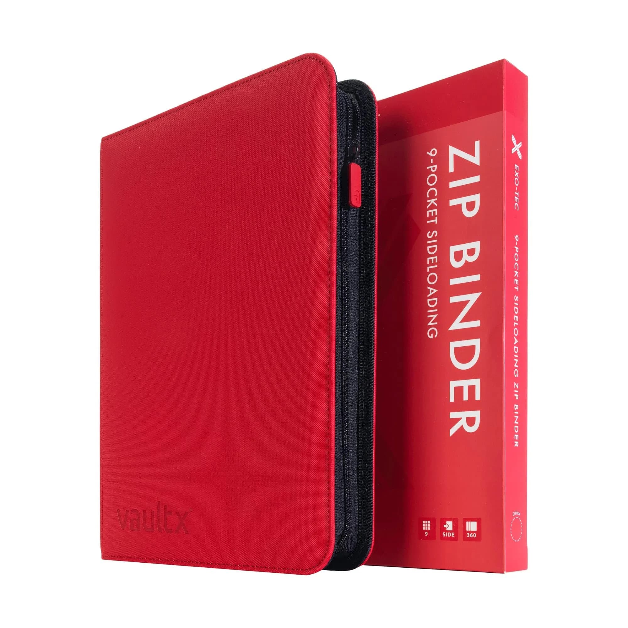 Vault X 9 Pocket Zip Binder with Exo-Tec Cover - Red Edition | Holds 360 Cards - main product image