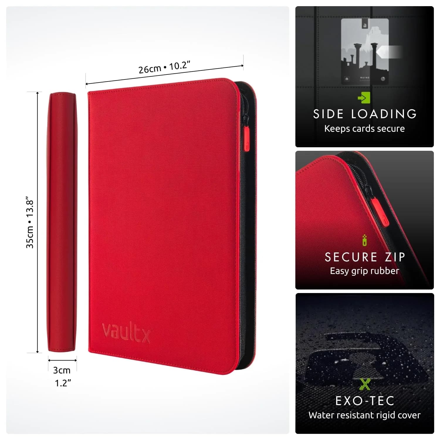 Vault X 9 Pocket Zip Binder with Exo-Tec Cover - Red Edition | Holds 360 Cards - view 2